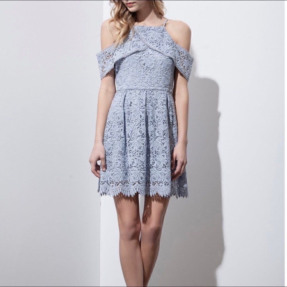 JOA Fit and Flare Lavender Lace Dress M